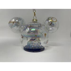 Walt Disney World 50th Anniversary 4 Parks Icons Glass Ears Christmas Ornament